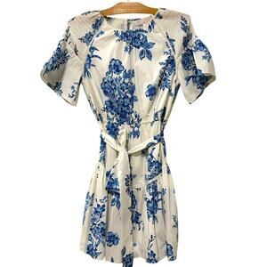 Rachel Parcell | Dress Floral Short Sleeve Blue Feminine Adorable- Size Small